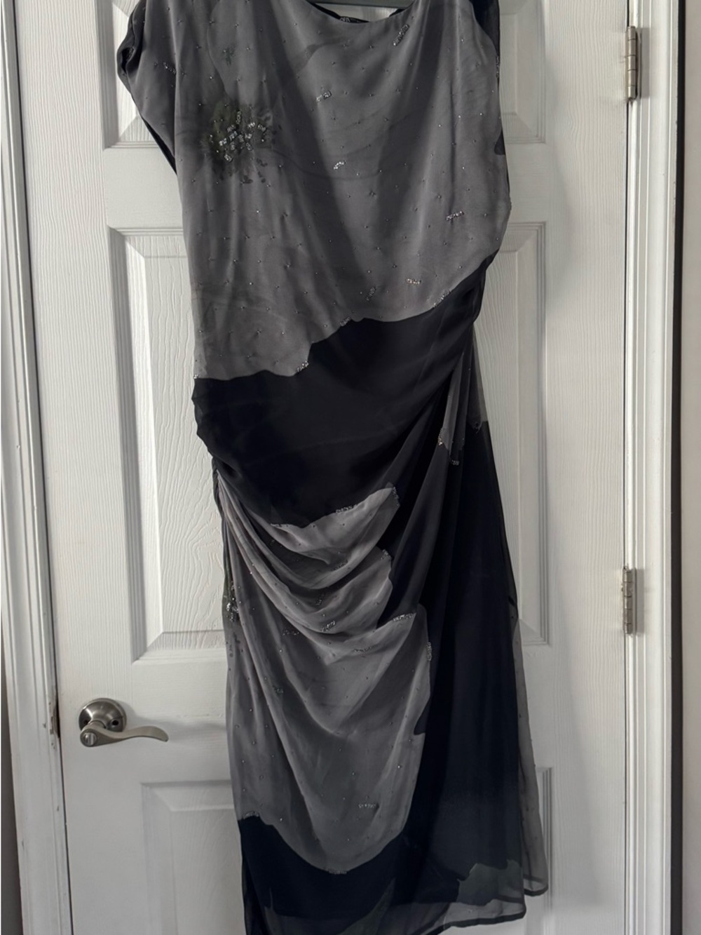 Zara Gray & Charcoal Draped Maxi Dress - Picture 4 of 5